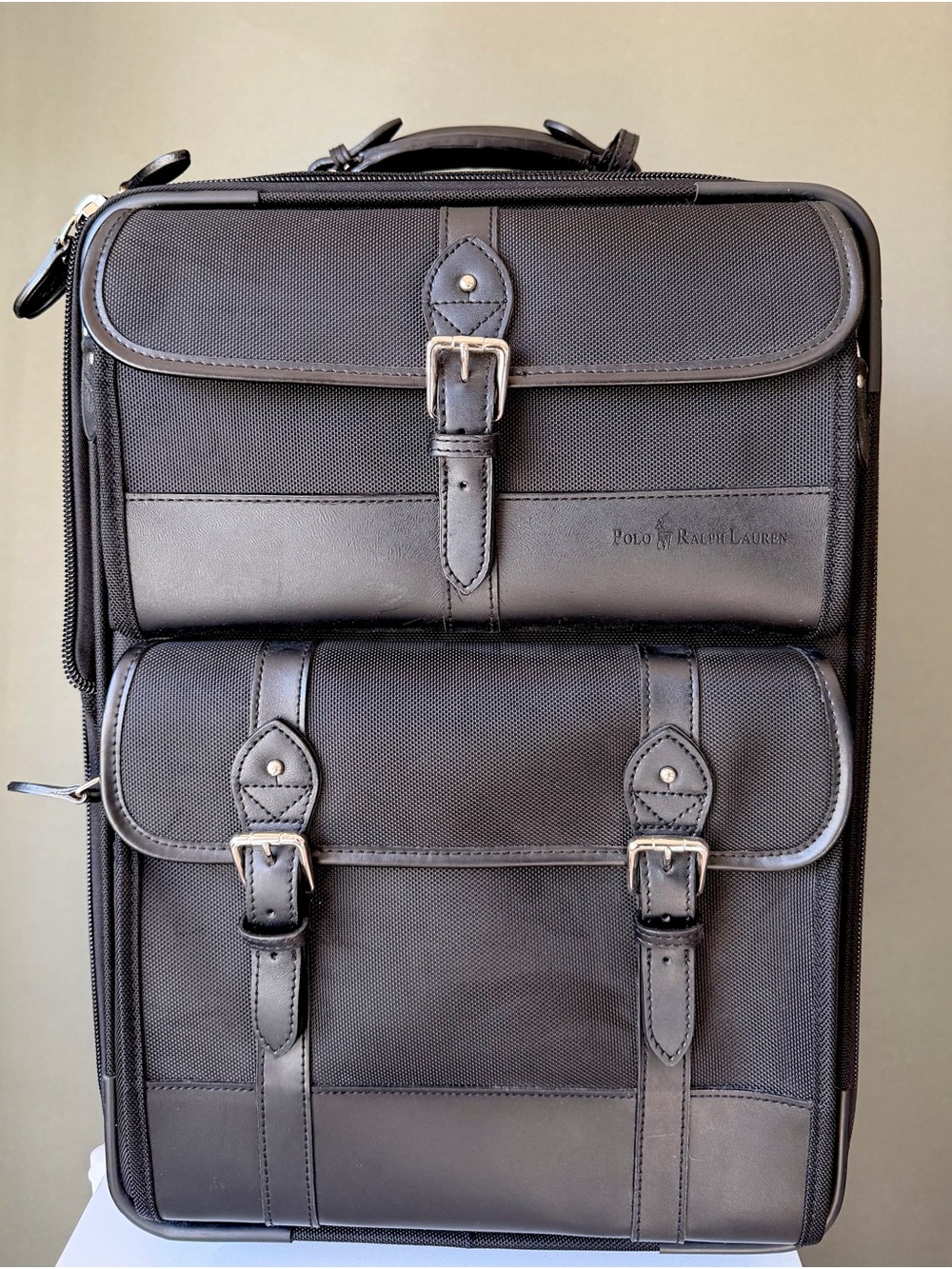 Ralph Lauren Luggage 22" Black Leather Ralph Lauren Suitcase Vintage Lauren